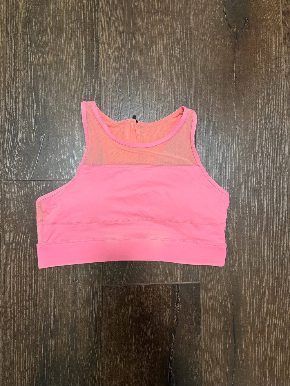 Zyaia Active High-Neck Mesh Insert Sports Bra - Pink